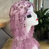 New Premium Embroidered Shawl with Hand Beading - Lace Trim Muslim Women Prayer Cover & Elegant Shoulder Wrap