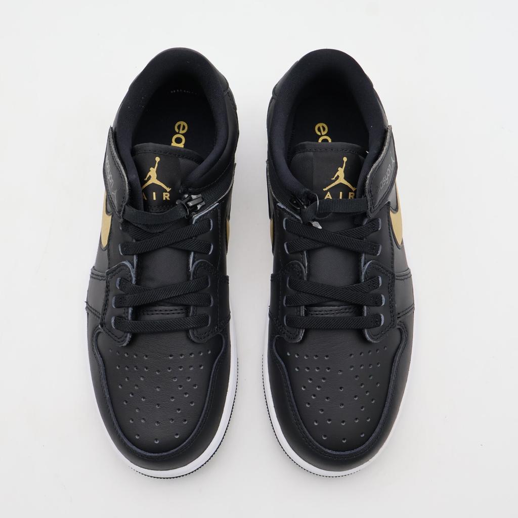 DM1206-071 Nike Air Jordan 1 Low FlyEase Schwarz Weiß Metallisches Gold (Herren)