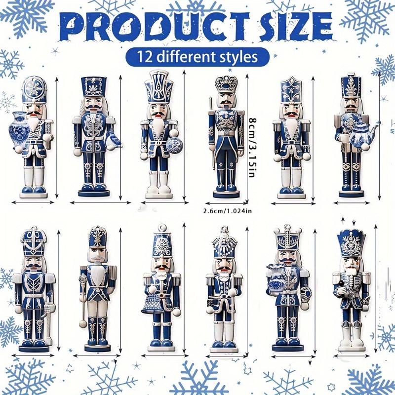 12Pcs Nutcracker Wooden Decorative Set - New Year Christmas Gift, Party Decoration And Home Decor Xmas Tree Hanging Ornament