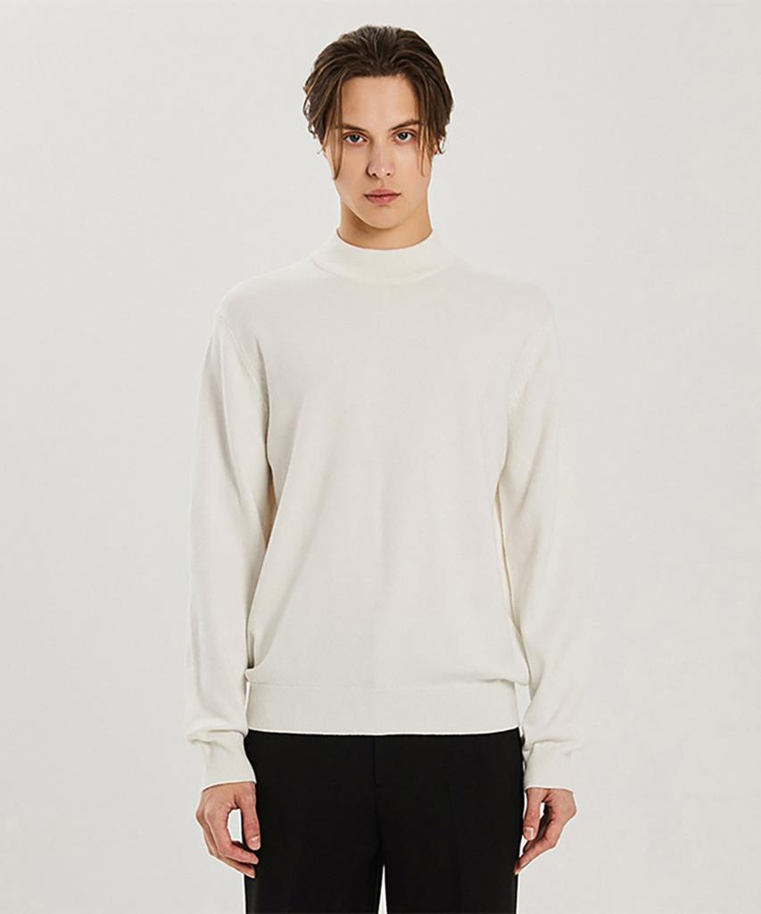 ADHOC Unisex Basic Mock Neck Knit (Ivory) (Ha1Lk90-22)