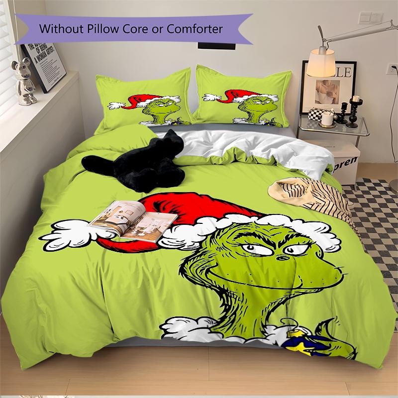 3Pcs Grinch Christmas Hat Green Bedding