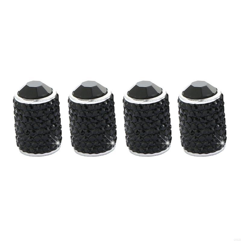 4pcs Stylish Tire Valves Caps with Rhinestones Twinkle Tire Valves Caps General