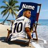 Personalisierbares Strandtuch mit Kylian Mbappe Aufdruck und individuellem Namen, für Reise Camping Strandparty Heimdekoration, Geburtstagsgeschenk für Familie & Freunde