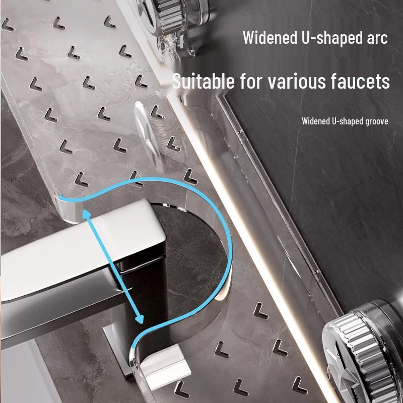 Pentagram Suction Cup Faucet Shelf: No-Drill, Wall-Mounted Bathroom Storage, Sink Mirror Front, with Draining Feature