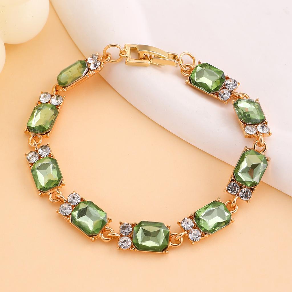 Summer accessories simple crystal colored zircon bracelet does not fade women's jewelry geometric multi-color bracelet wholesale