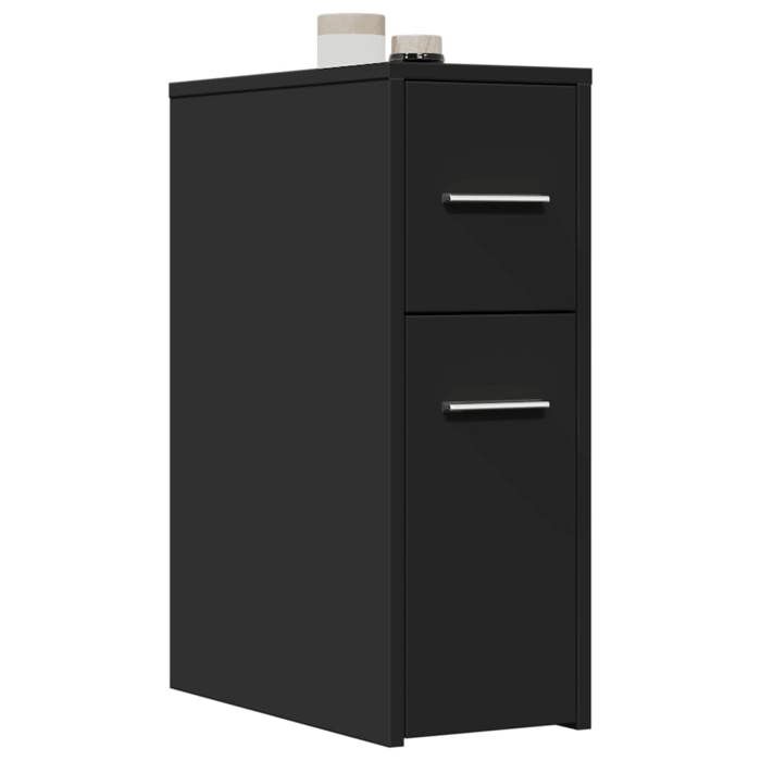 VidaXL Armoire de salle de bain étroite avec roulettes noir, armoire de salle de bain haute, rangement de salle de bain 855278