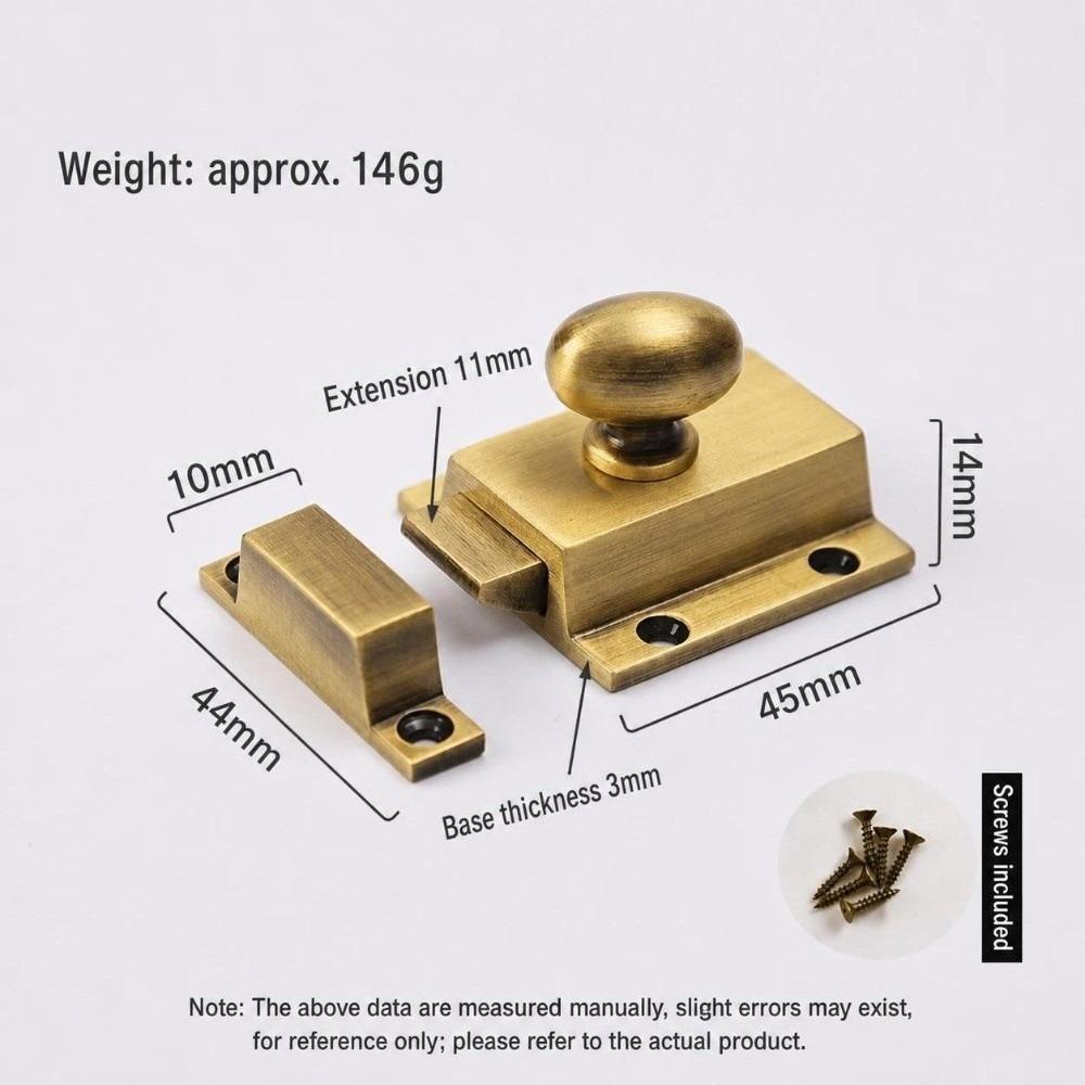 Solid Brass Cabinet Fastener Lock Mounted Hardware Furniture Door Bolt Cupboard Hardware