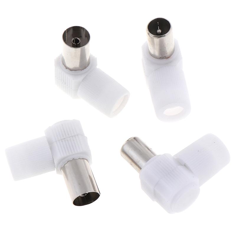 2Pairs 90 Degrees Male And Female Tv Plug Jack For Antennas Tv Rf