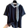 Korean Style Women's Cool Lace Ribbon Short-Sleeve T-Shirt - 2025 Summer Fashion