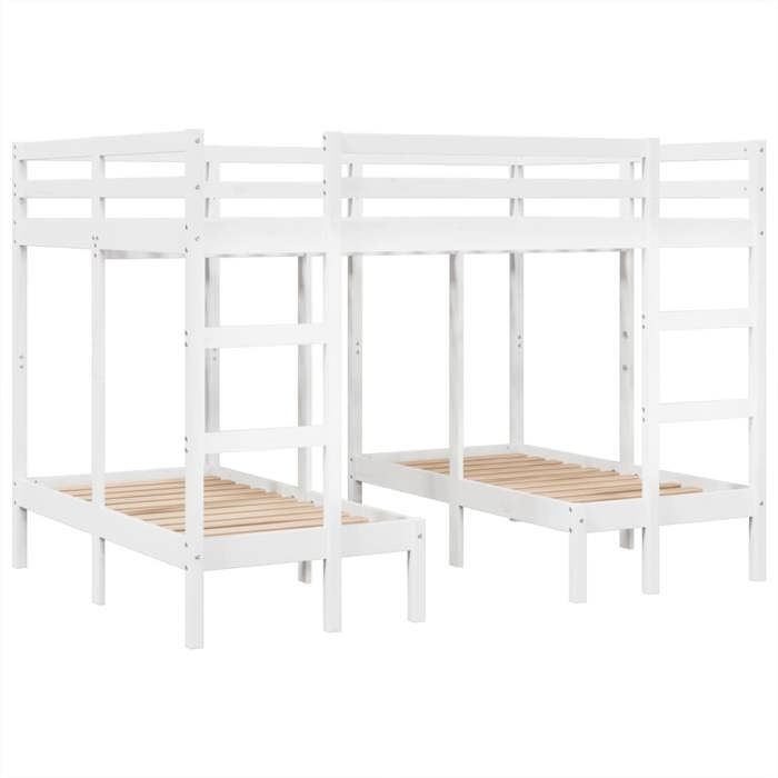 VidaXL Triple Bunk Bed White 140x200/70x140 Cm Solid Pine Wood, Trio Bunk Bed Frame, Bedroom Furniture, 3308578