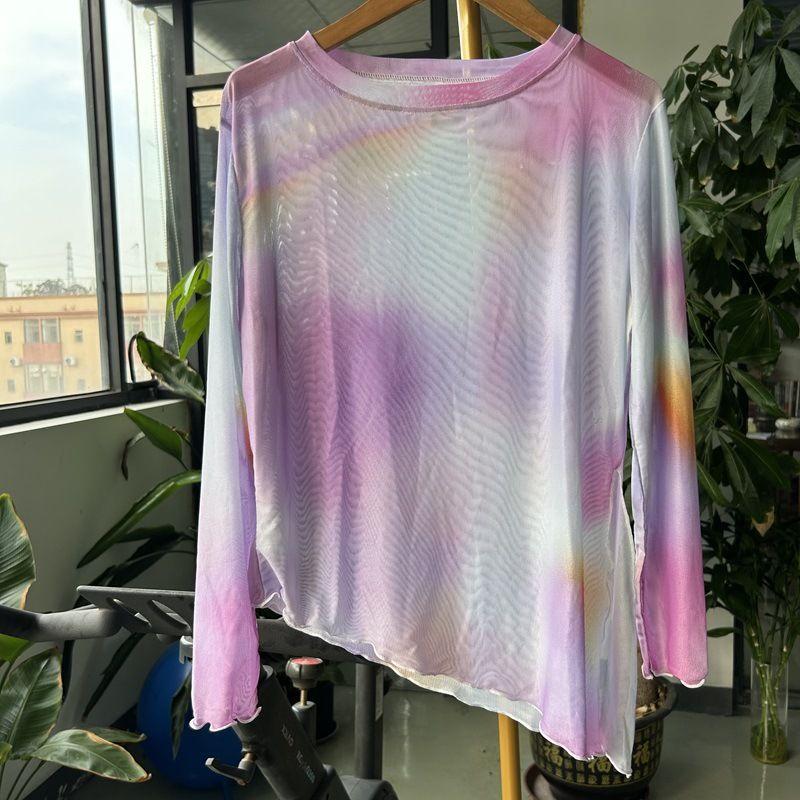 

Ретро Сетчатая Куртка для Йоги Одежда для Йоги Защита от Солнца Утягивающая Быстросохнущая Блузка Одежда для Тренировок Длинные Рукава Спортивная Дышащая Футболка Gradient Powder Blouse M