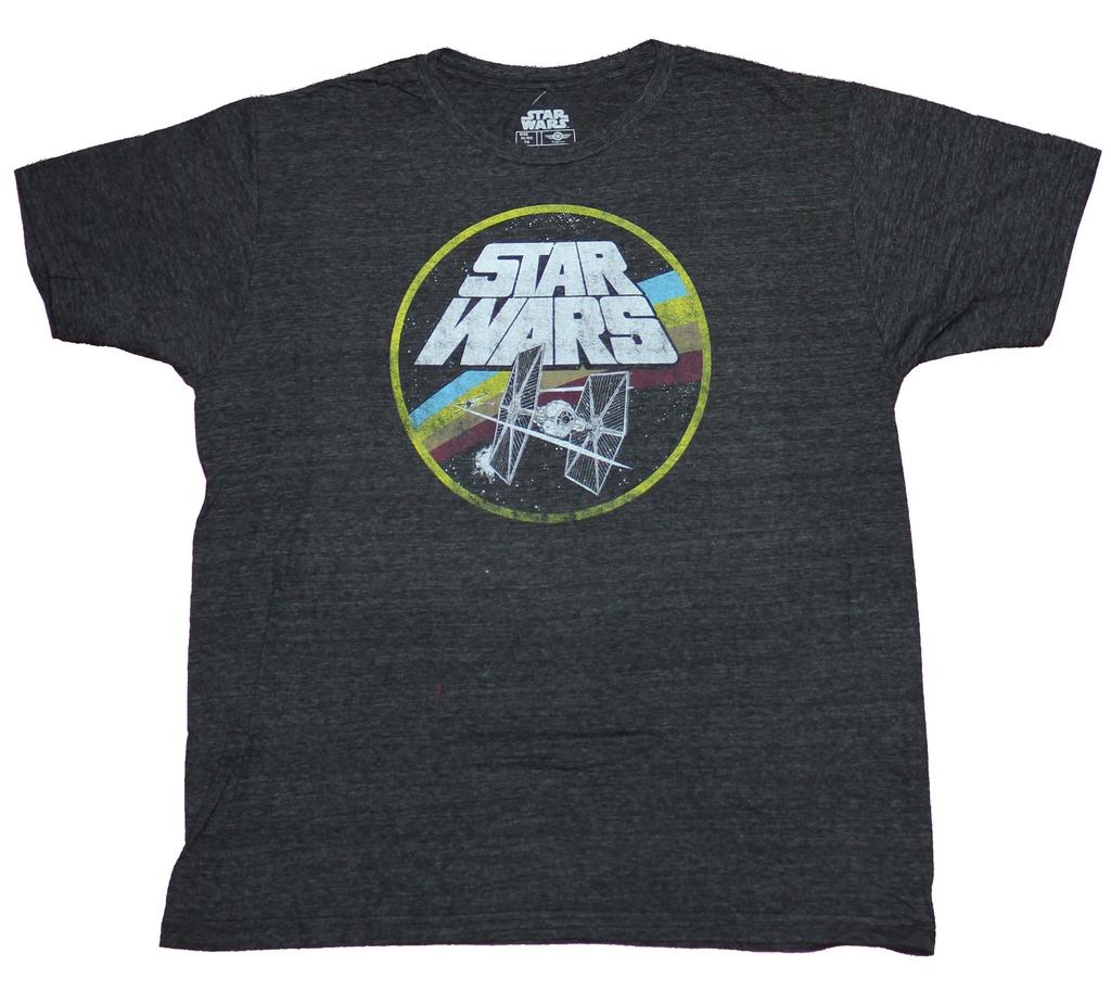 Star Wars Adult New T-Shirt - Tie Fighter Distressed Multi Color Circle Pic