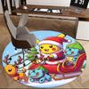 1pc Christmas Pikachu Santa Claus Round Carpet - Anime Design, Holiday Gift, Office Chair Mat, Non-Slip Rug for Home Decor, Living Room