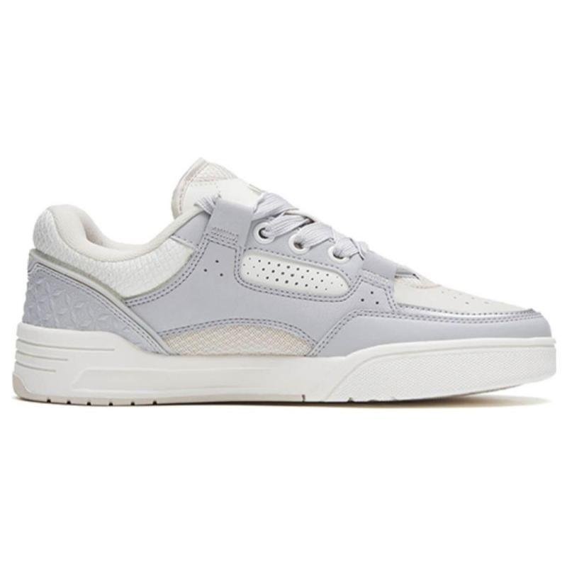 Anta Low Top Slip Resistant Cushioning Abrasion Resistant Skateboard Shoes Women's Gray White Sneakers 122318040-1