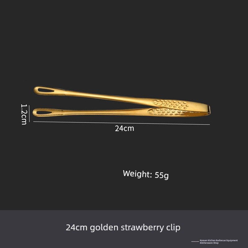 Korean Style Barbecue Clip 304 Stainless Steel Clip BBQ Clamp Roast Meat Shop Long Strawberry Clamp Barbecue Special Anti-Scalding Clip