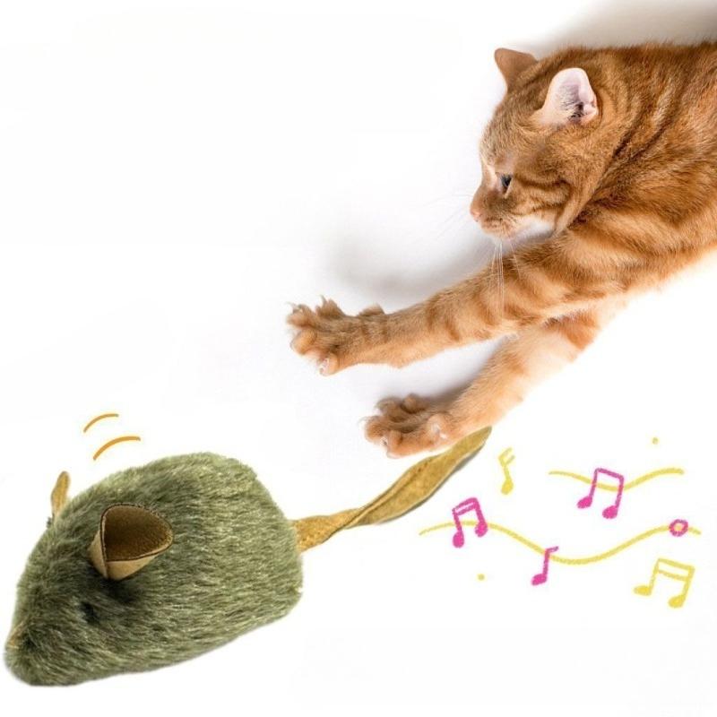 Funny Plush Mice Cat Toy Simulation Mouse Kitten Toy Bite-resistant Automatic Chirping Interactive Cat Chew Toy