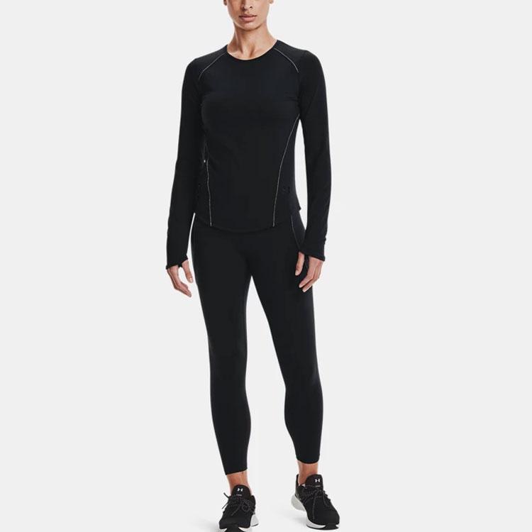 Under Armour Infused Meridian Crew Long Sleeve T-Shirt Women Tops Black 1360568-001