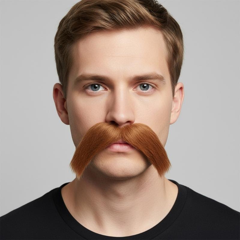 Set med falsk mustasch och ögonbryn, Självhäftigt falskt skägg, Nyheter Realistiskt ansiktshår för Cosplay-kostym Halloweenfest