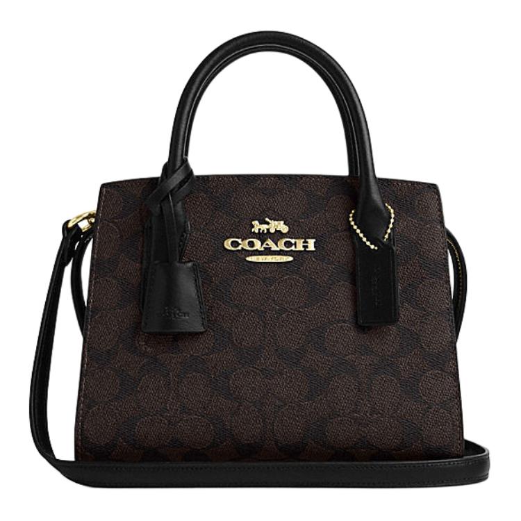 

Сумка Coach Andrea Carryall 22 з логотипом, застібка-блискавка, покритий канвас та шкіра, на плече, через плече, тоут, маленька жіноча сумка, чорний CV974-IMXAQ Gift Box Set (Basic Set+Yellow Box)