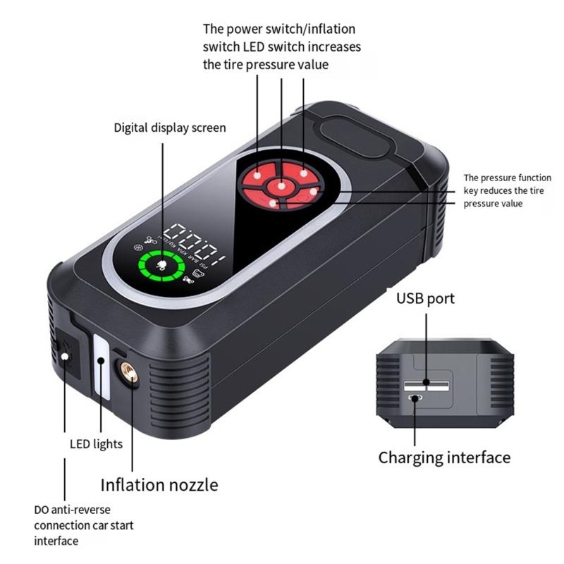 High Efficiency Vehicle Starting Device Digital Tire Inflator Electric Air Compressor Pump for Accurate Pressure Control
