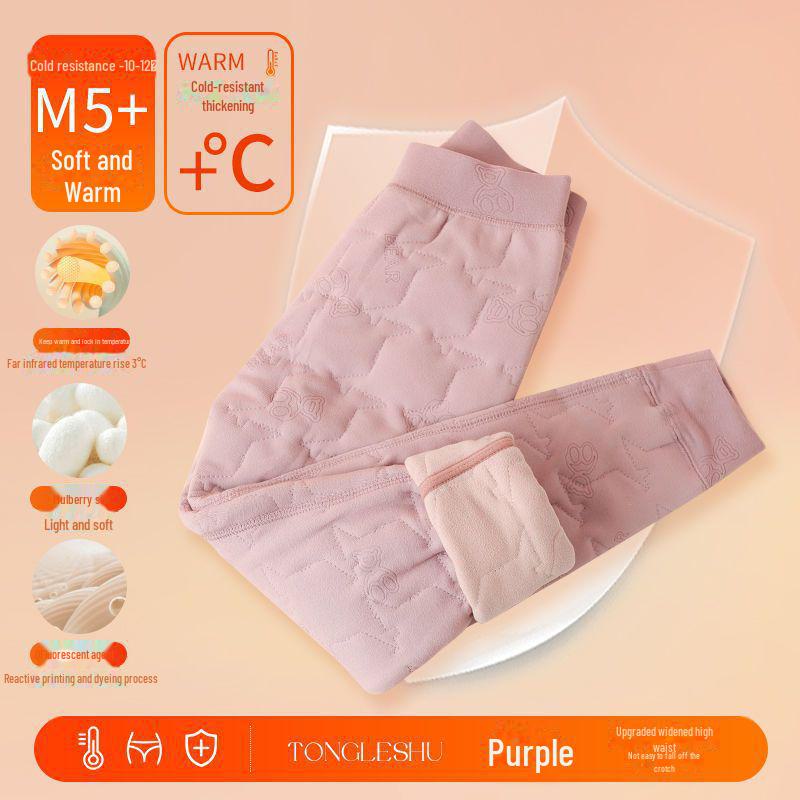 

Детские теплые хлопковые школьные брюки с флисовой подкладкой для зимы 110 cm фиолетовый