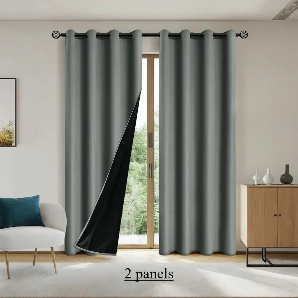 2panels 100% Blackout Curtains, Curtains for Living Room, Bedroom, Balcony, Bathroom, Modern Blackout  Window Curtain
