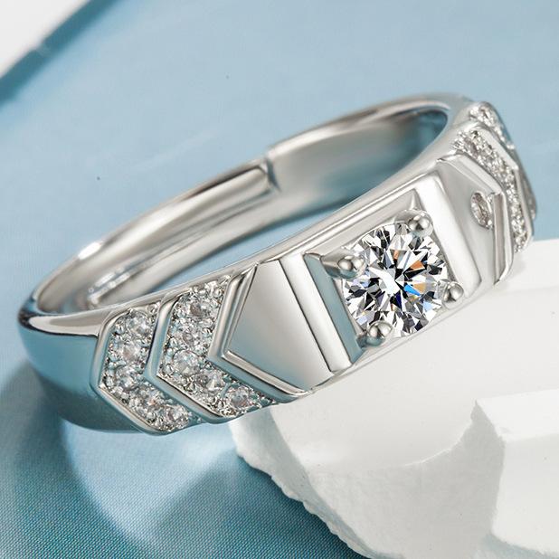 V-образное разомкнутое кольцо, мужское регулируемое кольцо с цирконием.