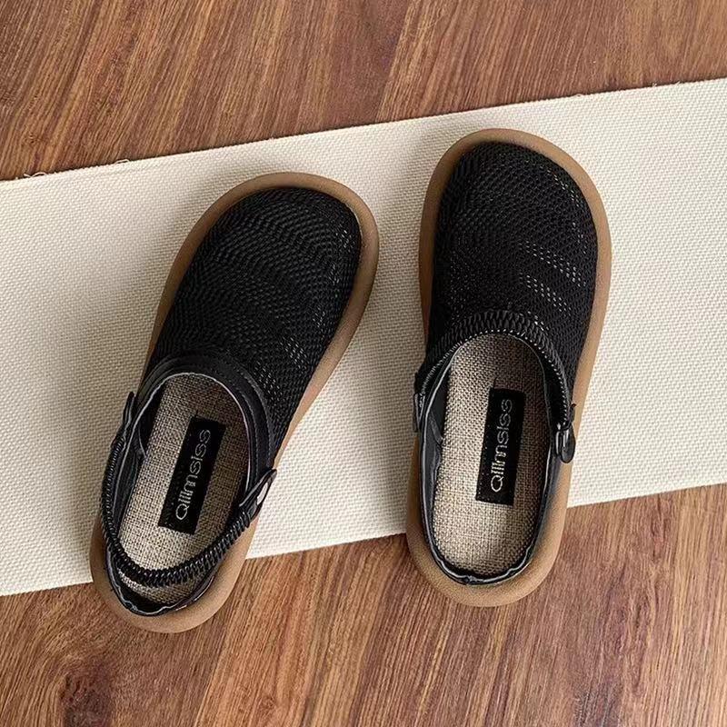 Women's Sandals 2025 Summer Mesh Breathable Fashion Vintage Half Slippers Lightweight Comfortable Soft Sole Non Slip Beach Shoes