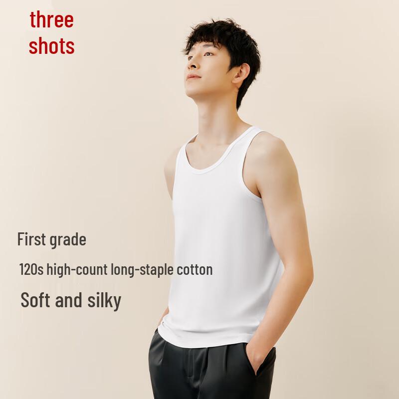 Sanqiang Men s 3A Antibacterial 120-Count Long-Staple Cotton Round Neck Vest 3XL