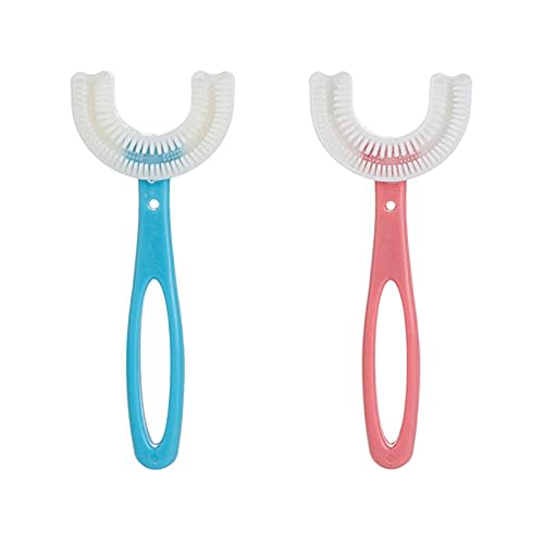Two U-Shaped Manual Toddler Toothbrushes for Ages 2-12, with Soft Silica Gel Brush Heads for Teeth Protection and Oral Cleaning, Suitable for Kids (Ty