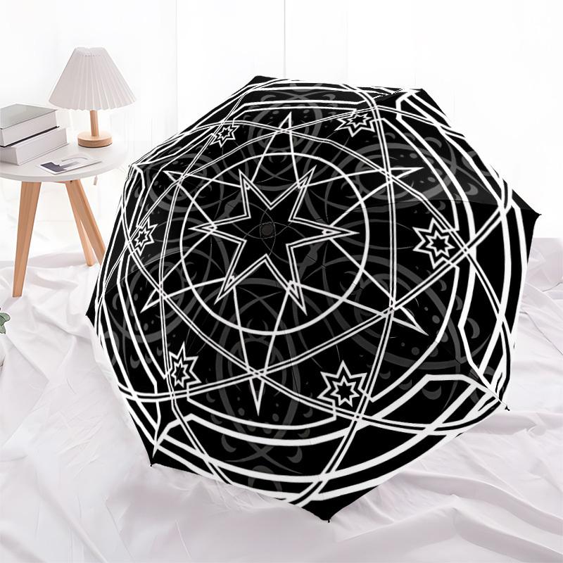 1pc Star Mandala Folding Umbrella, Durable, Suitable for Outdoor Activities or Rain, Suitable for Commuting Yy251027148