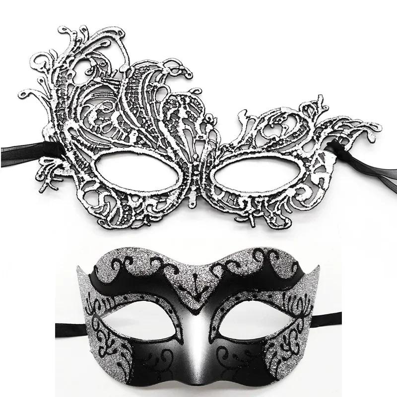 Lace Mask Set Painted Phoenix Lace Eye Mask Party Mask 2pcs For Masquerade Ball Costume Party Halloween