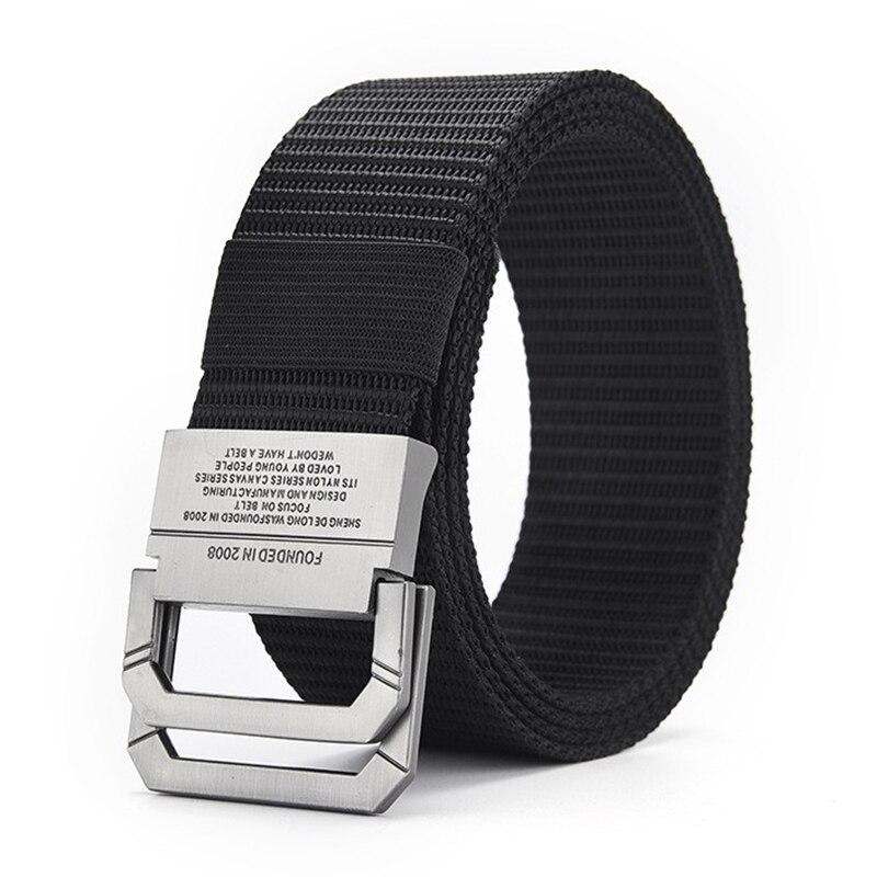 Tendencia Cinturón de Hombre Hebilla de Doble Lazo Cinturón de Lona Cinturón de Mujer para Pantalones Cargo Jeans Cinturón Deportivo al Aire Libre Cinturón sin Perforaciones