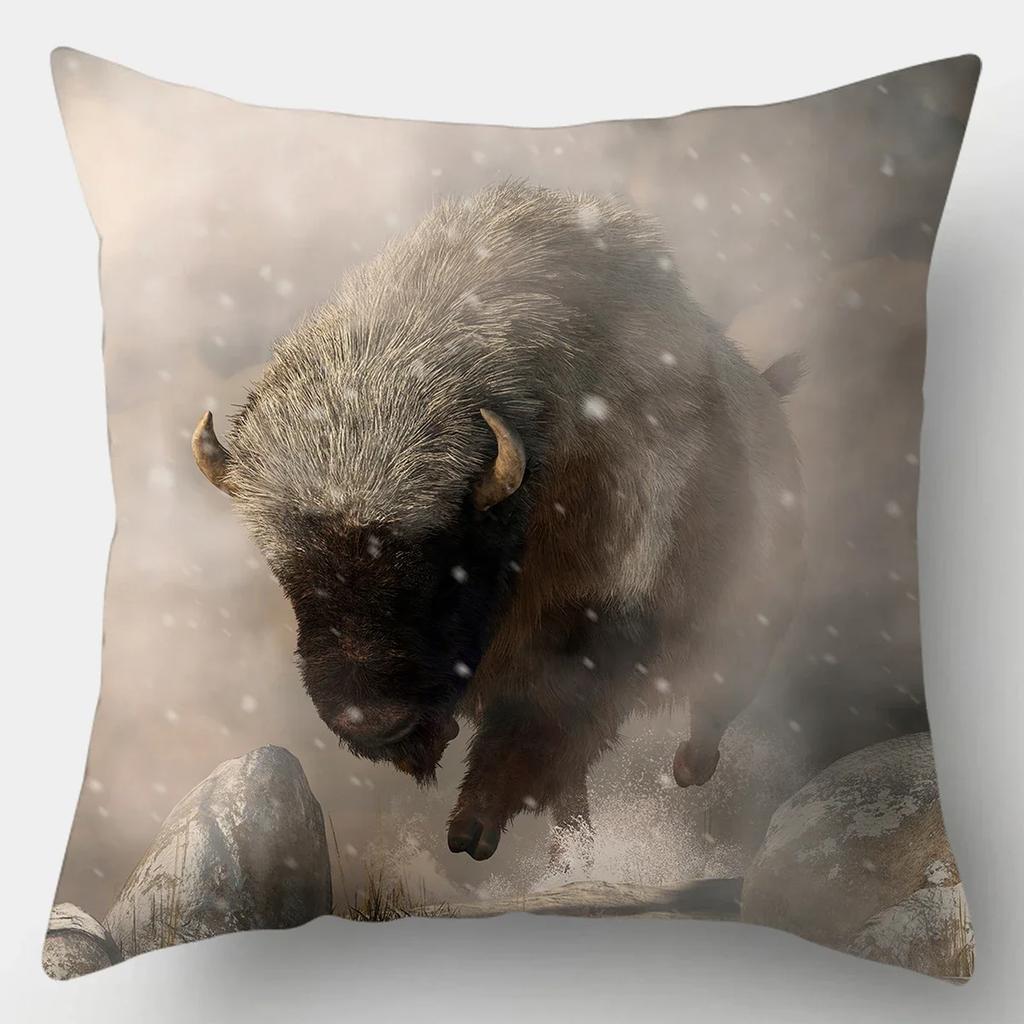 45x45cm Kissenbezug Heimdeko Kissenbezüge Sofa Schlafzimmer Wildtier Kissenbezug Kissen Löwe Pferd Tiger Kissenbezug