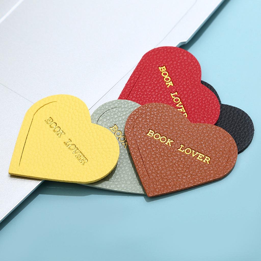 New Heart Shaped Premium PU Leather Bookmark Portable Page Clip For Book Lovers Office School Supplies Stationery Gift