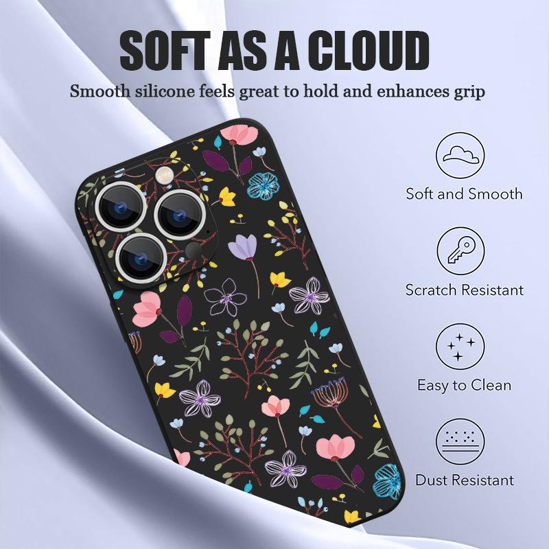 Foral Print Pattern Phone Case For iPhone 16 15 14 13 12 Pro Max 11 16E Magnetic For Magsafe Wireless Charge Soft Silicone Cover