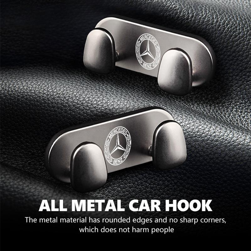 For Benz Zinc Alloy Car Hook Indoor Wall Hanger Sticker Hook Storage Accessories AMG W213 W124 W108 W126 Exclusive W204 W222 RI8