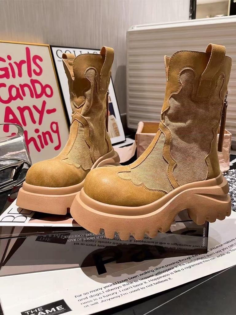 Moda Platforma Damskie Botki na Kostkę Wysokie Obcasy Projektanckie Buty Jesienne Krótkie Botki 2025 Botki Chelsea Moda Gotycka Do Chodzenia Mujer Zapatos