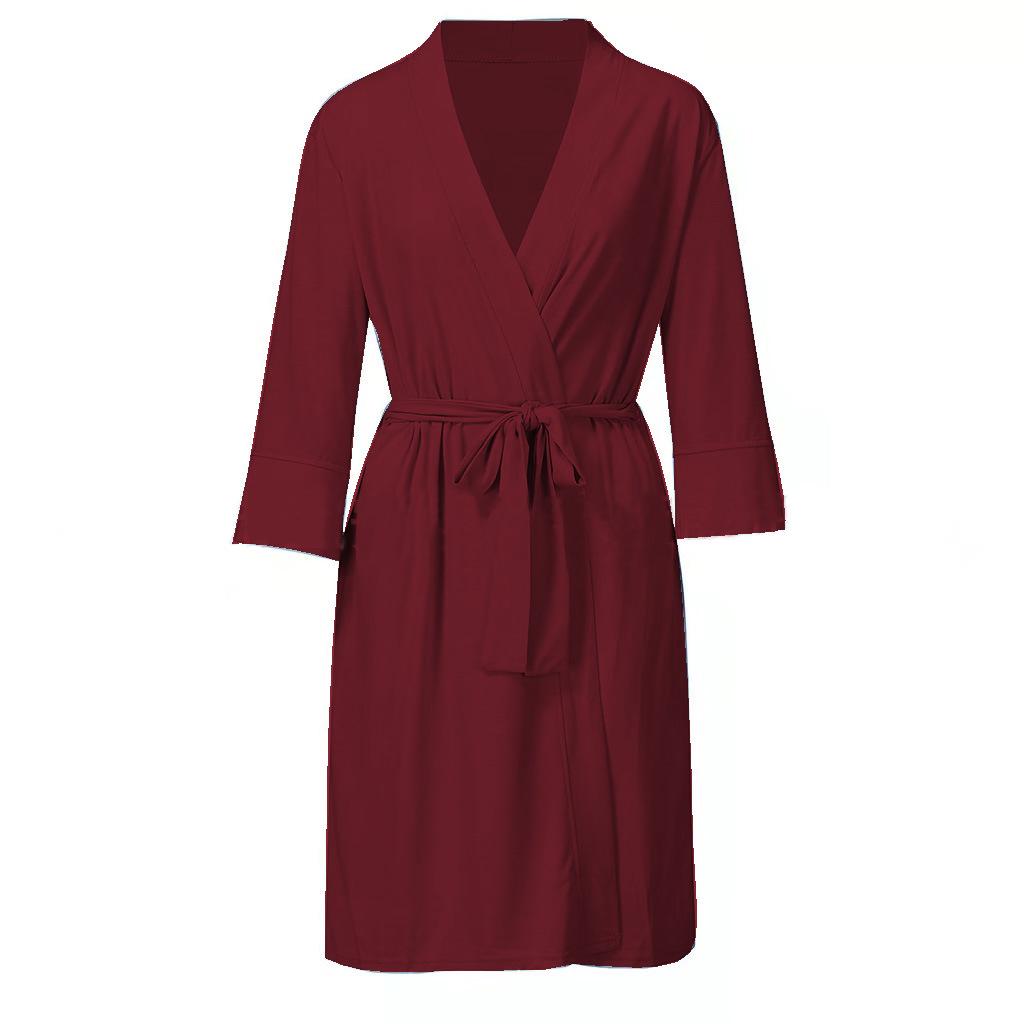 Soft Cotton Women's Kimono Robe - Bathrobe & Loungewear Sleepwear