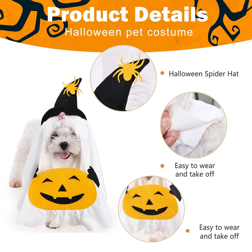 This Adorable Pumpkin Pet Costume Turns Your Dog Into Halloween Spirit! Soft Fabric With Cute & Pumpkin Designs, Easy To Wear. Perfect For Parties