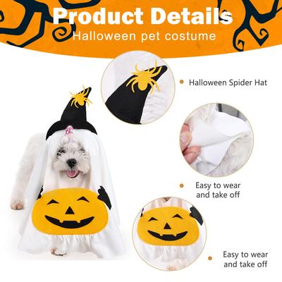 This Adorable Pumpkin Pet Costume Turns Your Dog Into Halloween Spirit! Soft Fabric With Cute & Pumpkin Designs, Easy To Wear. Perfect For Parties