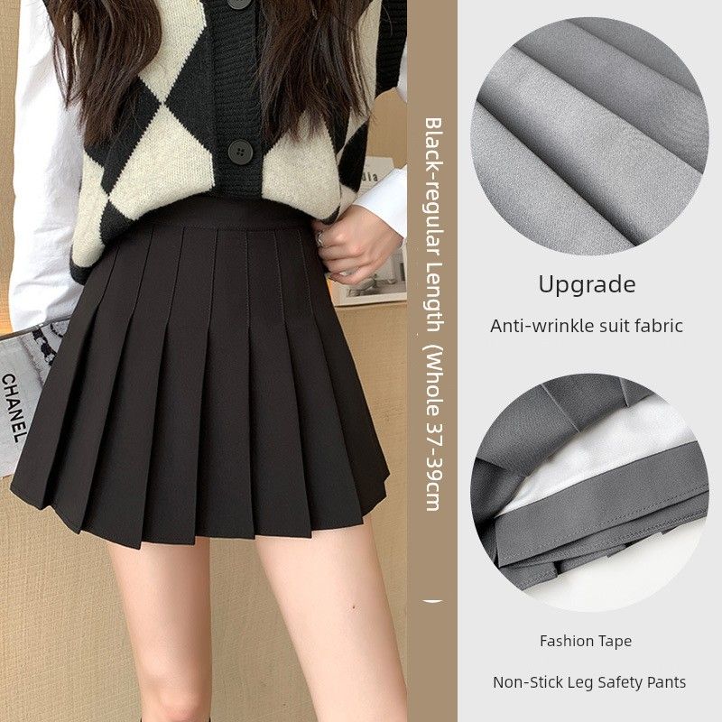 

JK Gray Lengthen A- line with Lining Female Summer Pleated Skirt Regular Black XS