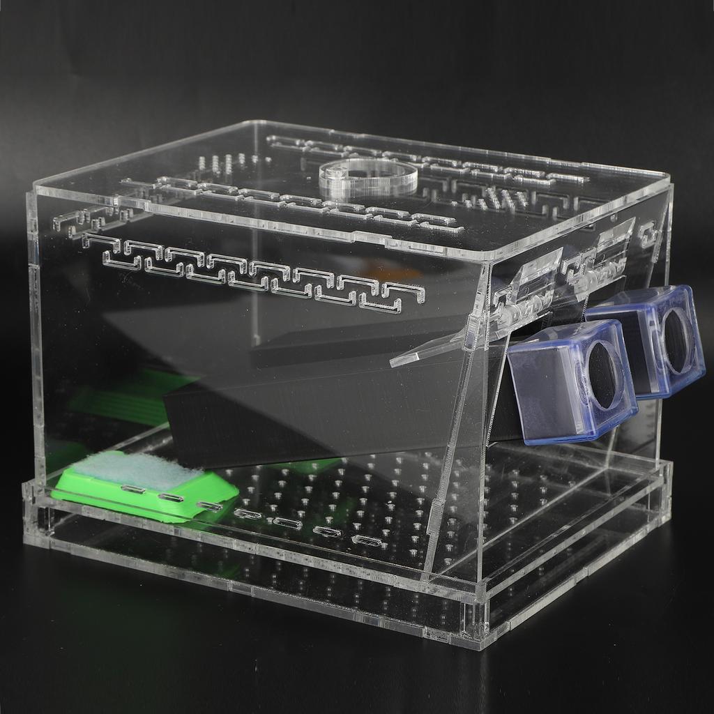 Acrylic Feeding Cricket Pen with Tubes Insect Cockroach Care Kit Reptile Box