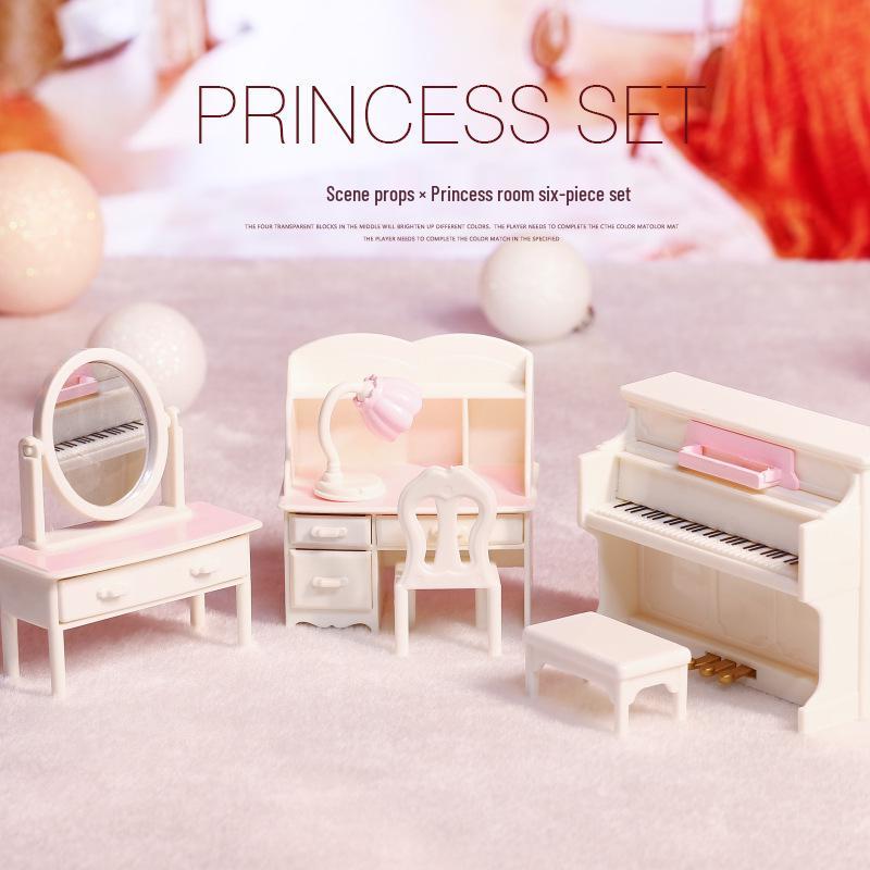 Mini Dollhouse Accessories: Bedroom & Kitchen Play Furniture Set