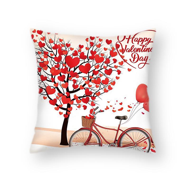 Nordic Red Sofa Pillow Love Pillow Case Ins Style Flower Couple Wedding Hug Valentine's Day Decoration Pillow Case