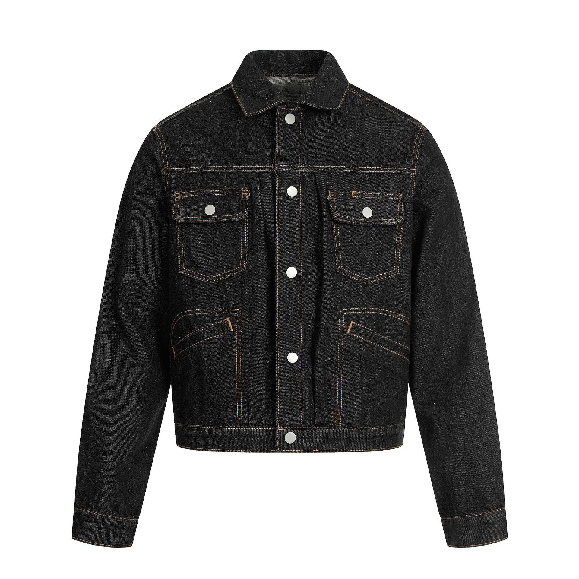 Vintage high-quality washed denim jacket tooling jacket short men and women M