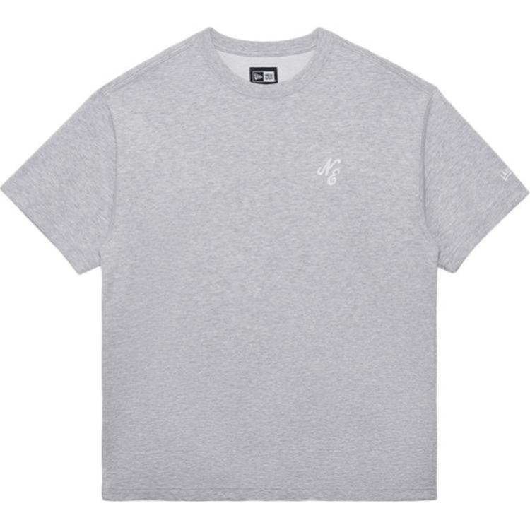 New Era SS24 Minimalist Letter Print Crew Neck Short Sleeve T-Shirt Men Tops Gray 14341317