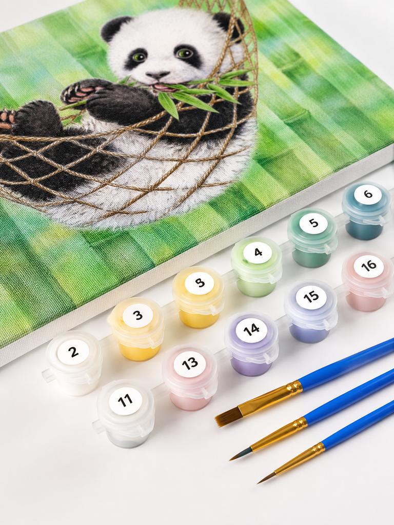 Painting by numbers with frame - Cute Panda 50x40