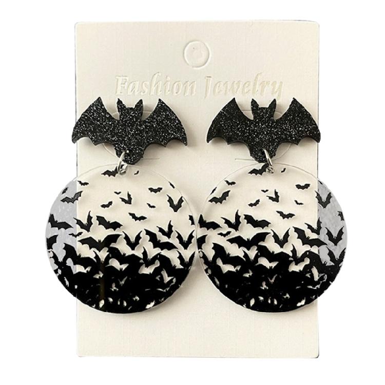 Trendy Earrings Halloween Bat Acrylic Ear Studs Visual Effects Ear Adorments