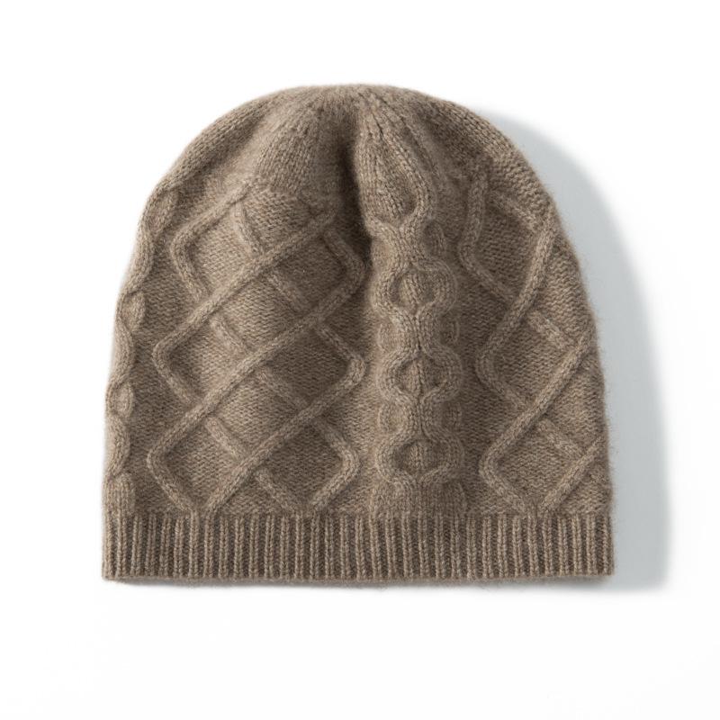 Unisex 100% Pure Cashmere Knit Hat, Korean Style, Warm, Cold-Proof, with Ear Protection for Autumn/Winter.
